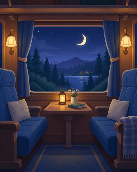 A sleeper compartment on a night train