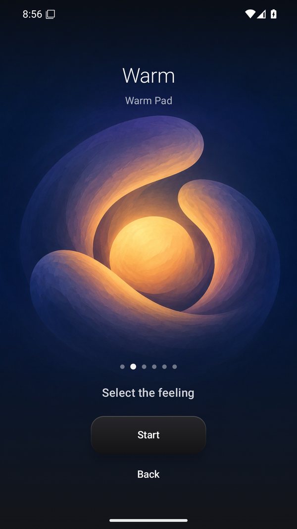 Feeling gallery showing the warm feeling with a warm pad